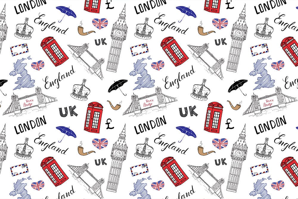 London Icons Sketch Style Mural Wallpaper