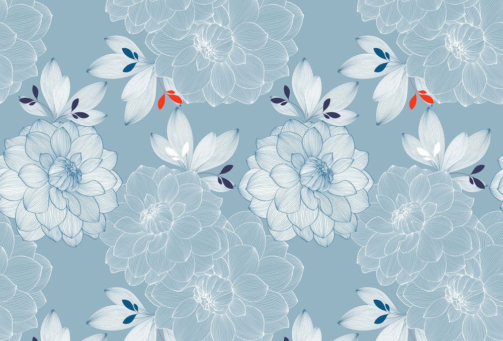 Artwork for the walls with a distinctive navy blue flowery pattern.
