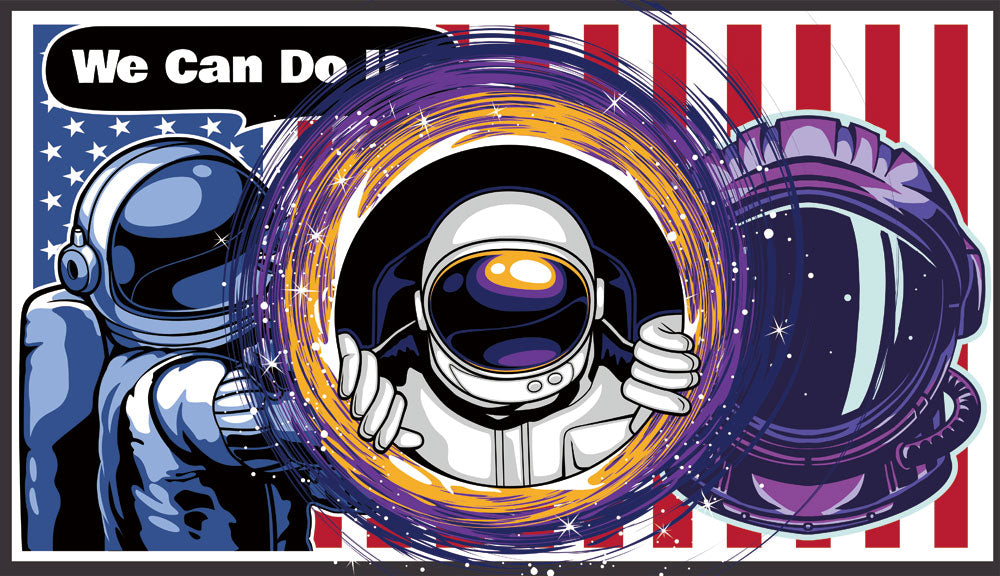 Astronaut Space Adventure Blue Mural Wallpaper