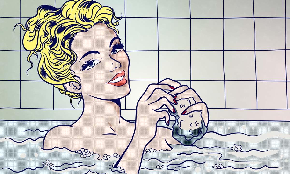 Retro Pop Art Bathing Beauty Mural Wallpaper