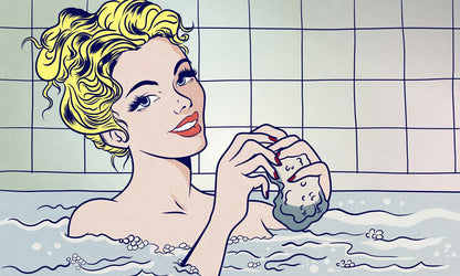 Retro Pop Art Bathing Beauty Mural Wallpaper in bathroom