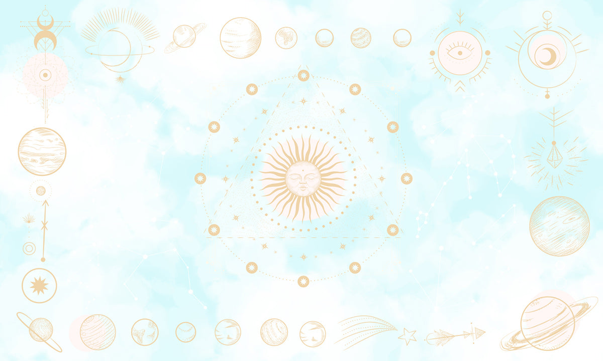 Blue Astrology & Sun Wall Mural Art Design