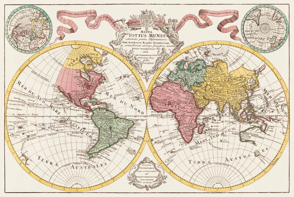 Vintage World Map Mural for Wall