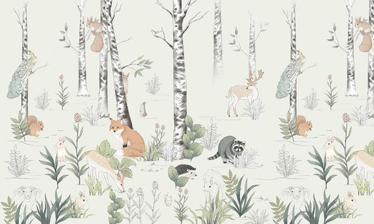 Forest Animals Wallpaper Mural Custom Art Design