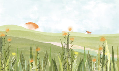 Pastoral Sunrise Landscape Wall Mural
