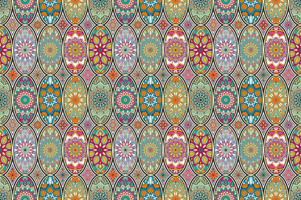 Colorful Geometric Boho-Chic Mural Wallpaper