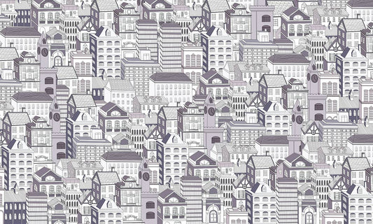 Monochrome European Cityscape Mural Wallpaper