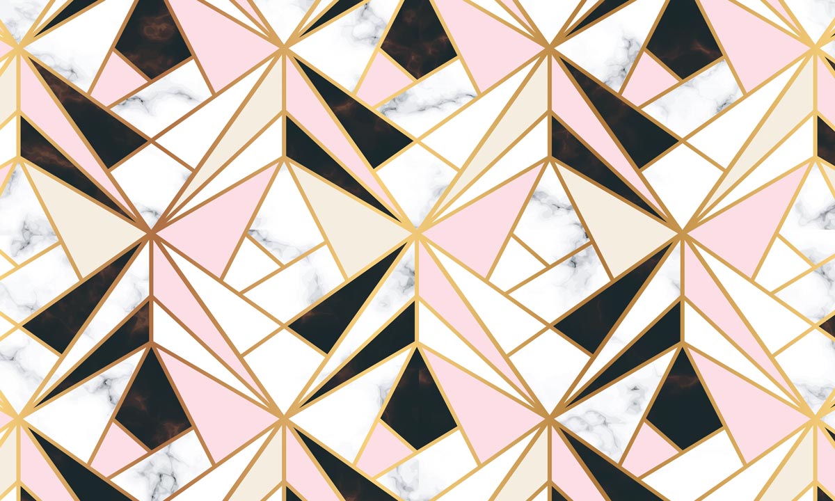 Geometric Marble Wallpaper Mural in Black and Pink for the Home