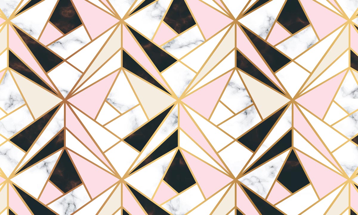 Geometric Marble Pink Gold Mural Wallpaper