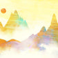 Bright Painting Mountain Wallpaper Mural