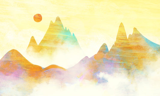 Abstract Watercolor Mountain Landscape Mural Wallpaper