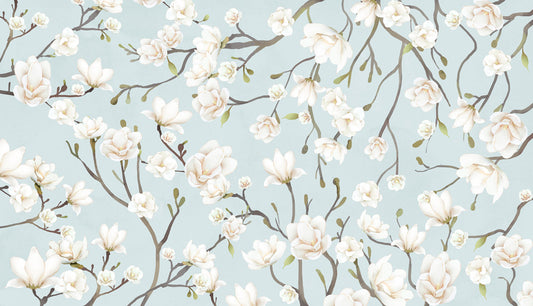 Elegant Magnolia Floral Mural Wallpaper