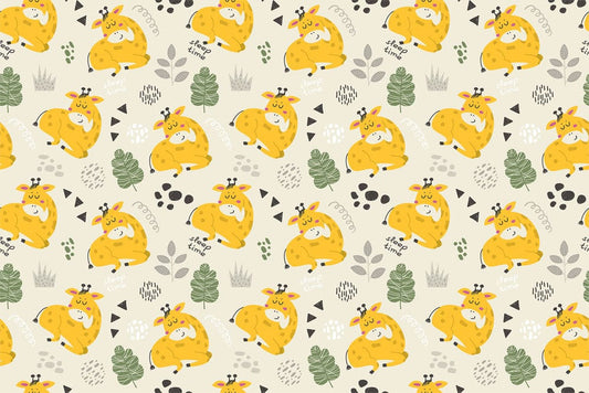 wallpaper depicting a sleeping giraffe