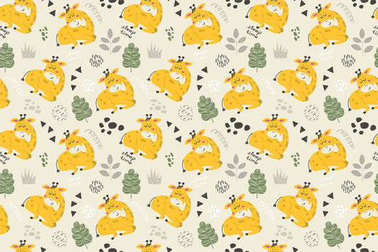 wallpaper depicting a sleeping giraffe