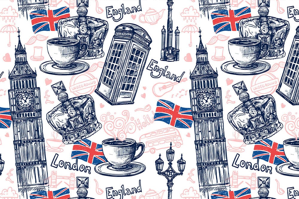 Vintage London Skizzen Wandtapete
