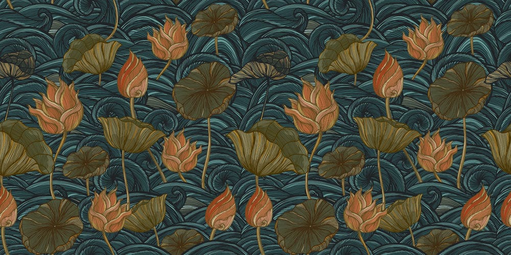Current Lotus floral wall mural art