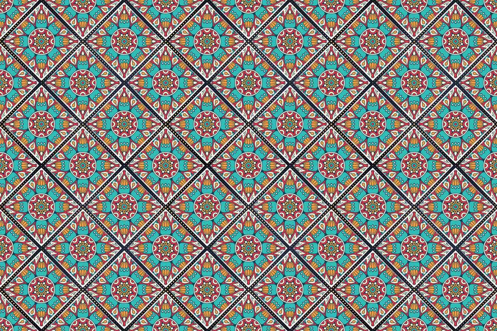 Boho Geometrische Abstrakte Teal Wandtapete