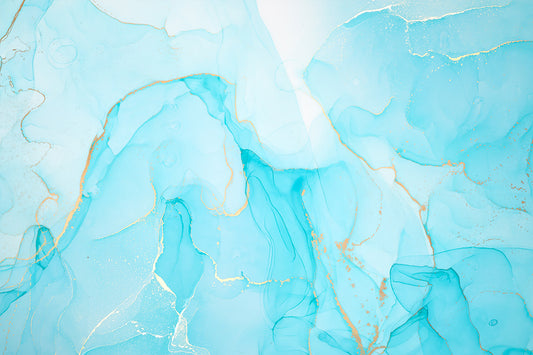 Abstract Blue Gold Marble Mural Wallpaper