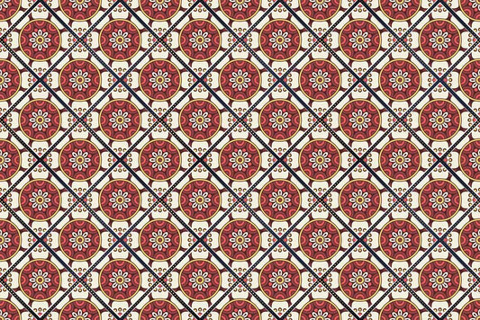 bohemian wall mural art in the form of a circular flower pattern