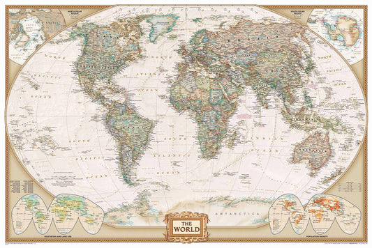 Vintage World Map Executive Mural Wallpaper