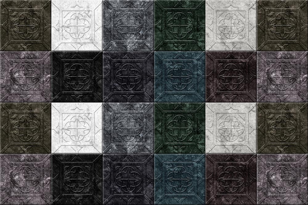 Geometric Monochrome Tile Effect Mural Wallpaper