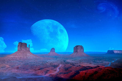Mystical Moonlight Desert Landscape Mural Wallpaper