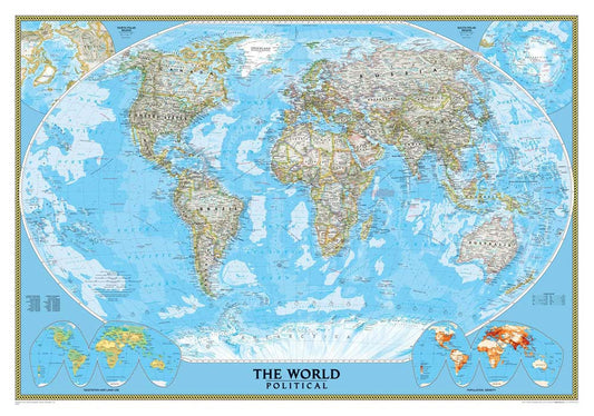 Colorful World Map Educational Mural Wallpaper