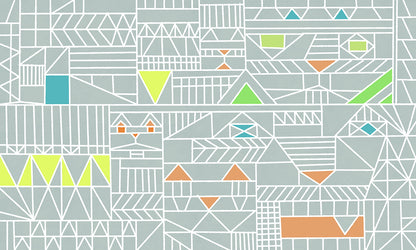 Wallpaper mural with a geometric pattern, ideal for use in the living room of a home.