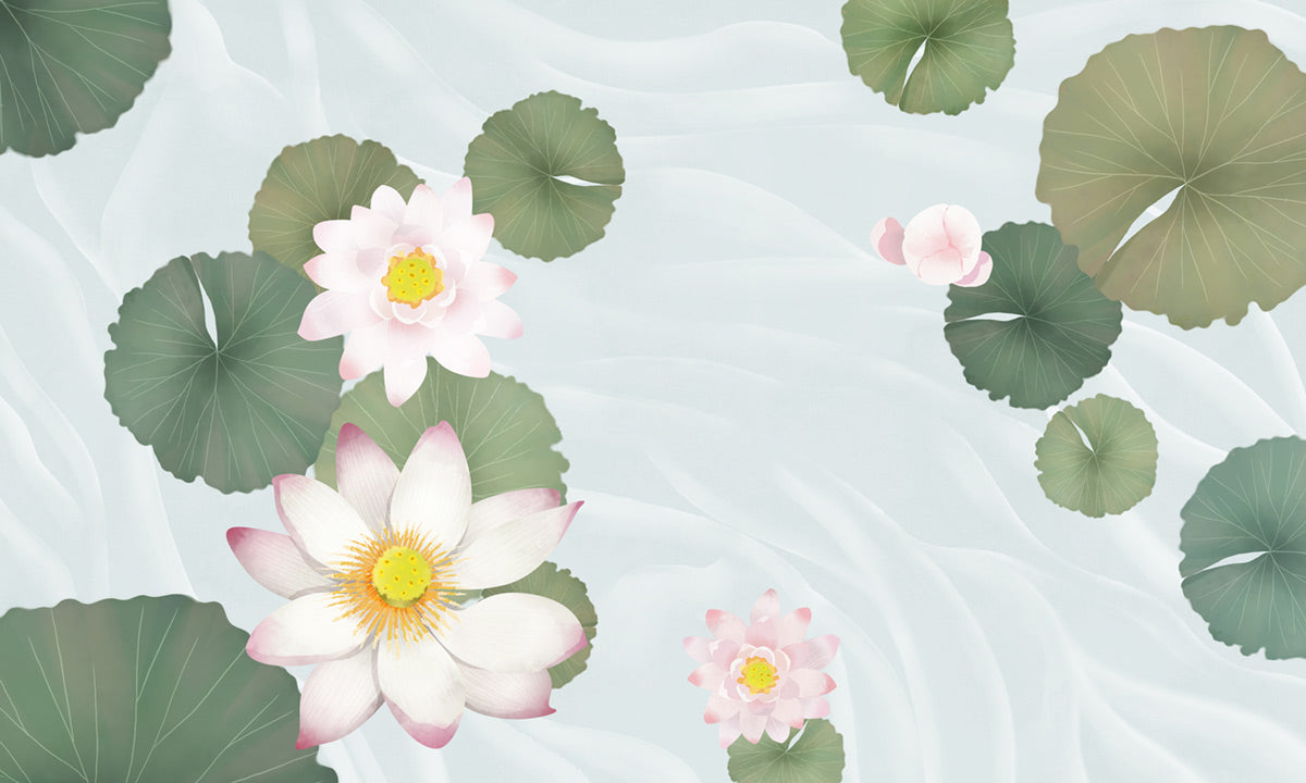 Serene Lotus Pond Nature Mural Wallpaper