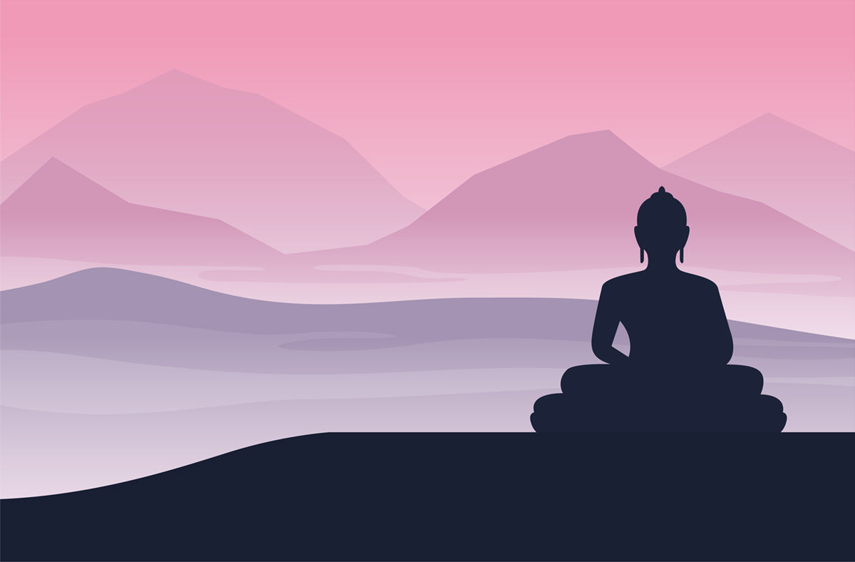 Serene Buddha Sunset Landscape Wallpaper Mural