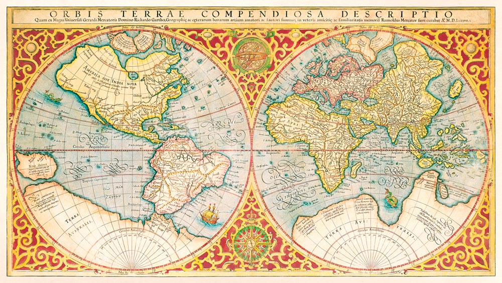 Antique Mercator Projection World Map Wallpaper Mural