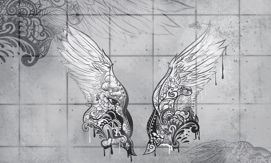 Elegant Phoenix Graffiti Art Mural Wallpaper