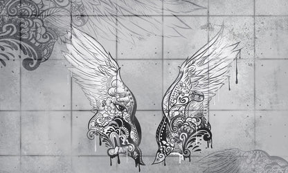 Elegant Phoenix Graffiti Art Mural Wallpaper