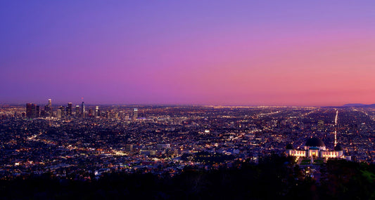 shining los angeles city with many buildings customized wallpaper