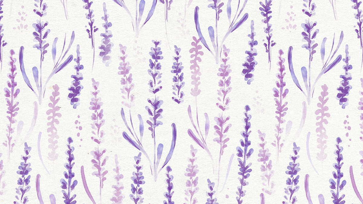 Purple Lavender Watercolor Floral Mural Wallpaper
