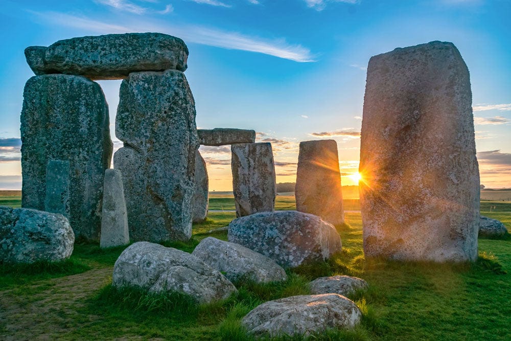 Muro in Murales del Paesaggio di Stonehenge al Tramonto
