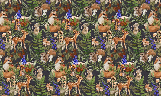 Enchanted Forest Deer Squirrel Mural Wallpaper