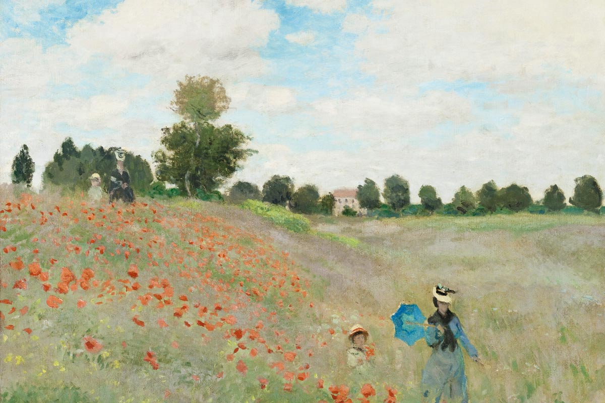 Rustic Poppy Field Landscape Mural Wallpaper