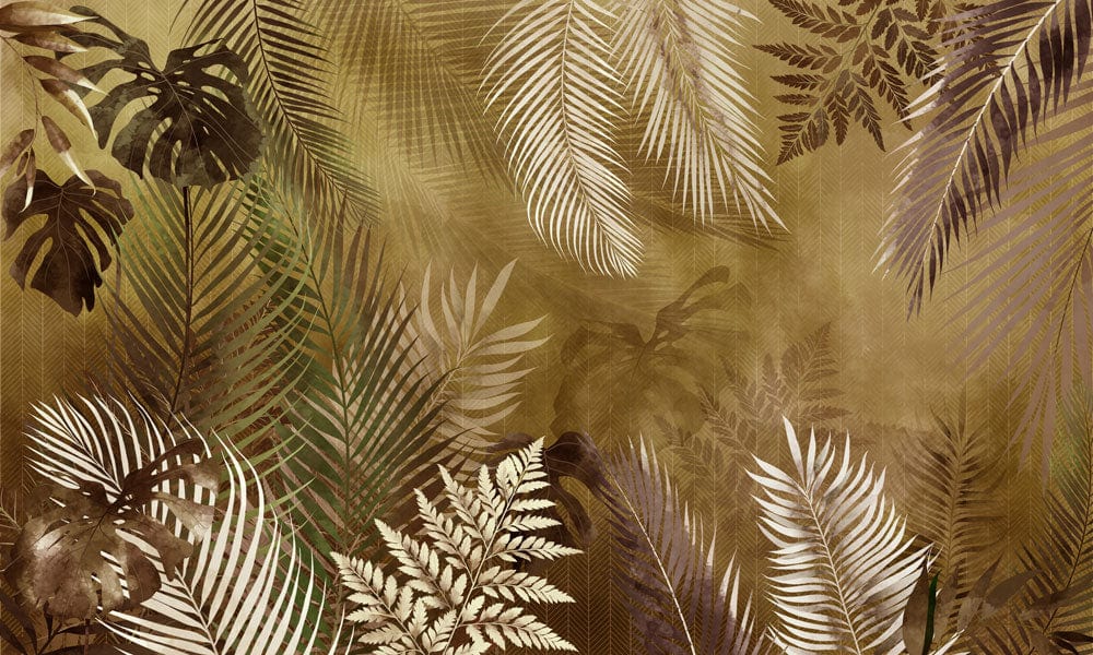 Tropical Gold Leaf Botanical Mural Wallpaper