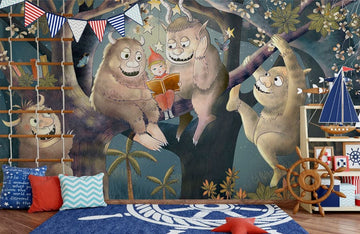 Whimsical Forest Friends Mural Wallpaper