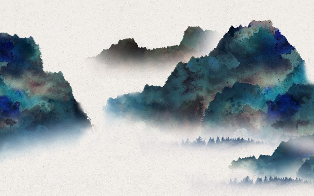 Abstract Watercolor Mountain Landscape Wallpaper Mural