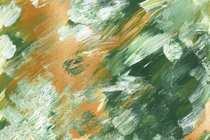 Abstract Green Orange Brushstroke Mural Wallpaper