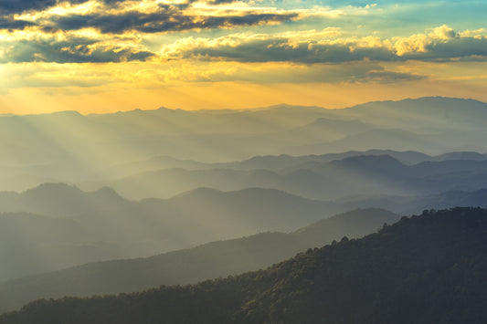 Golden Sunset & Mountain Landscape Wall Mural