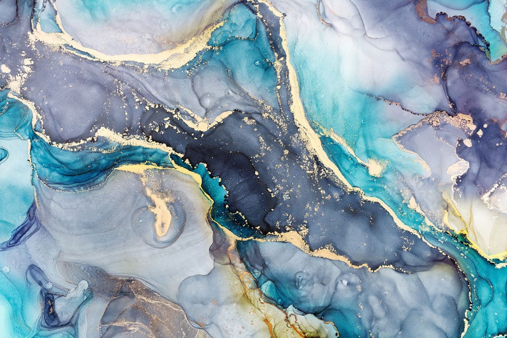 Luxuriöse Blau Gold Marmor Wandtapete