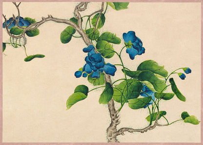 Climbing Blue Flowers Custom Wall Mural