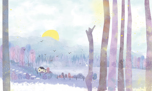 Pastel Winter Landscape Wall Mural
