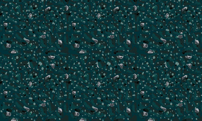 Mural room wallpaper with a green marble pattern with green fragments.