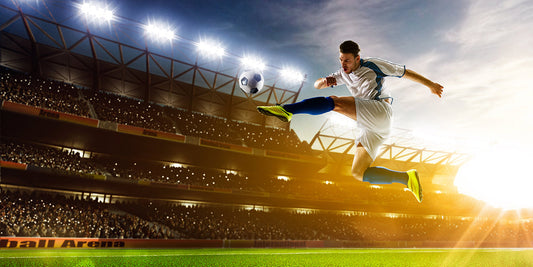 Plain Wallpaper in the Shape of a Jumping Soccer Player