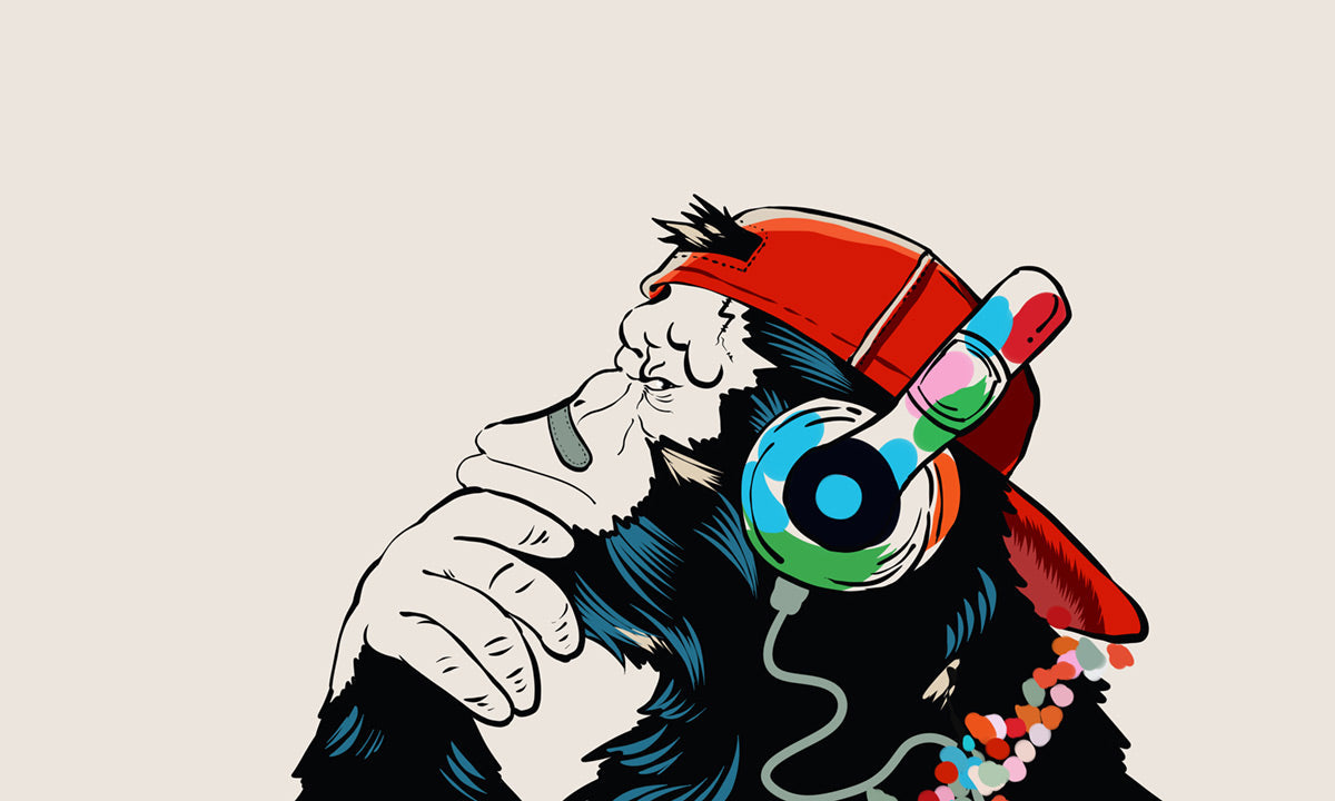 Cool Monkey DJ Urban Mural Wallpaper