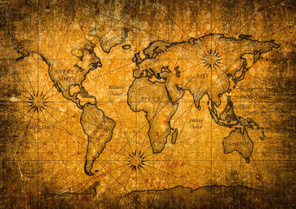 Antique World Map Vintage Mural Wallpaper